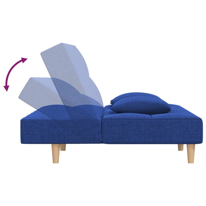 Canapea extensibilă cu 2 locuri, 2 perne, albastru, textil - WALTI WALTI