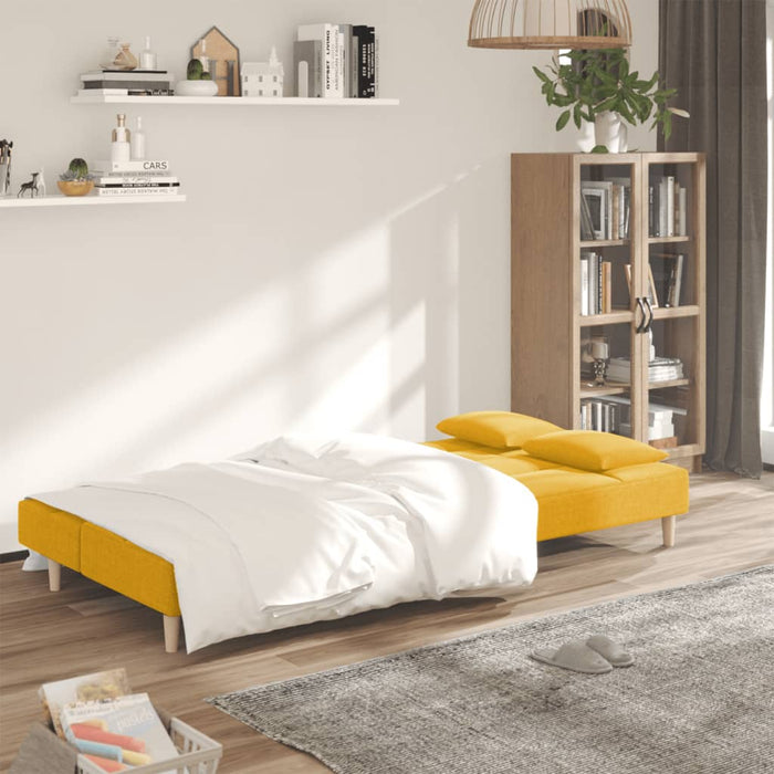 Canapea extensibilă cu 2 locuri, 2 perne, galben, textil - WALTI WALTI
