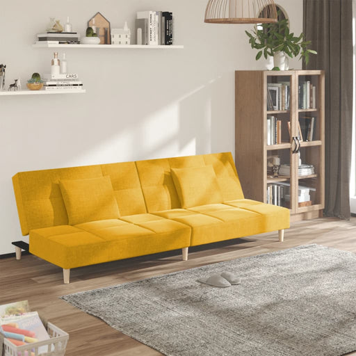 Canapea extensibilă cu 2 locuri, 2 perne, galben, textil - WALTI WALTI