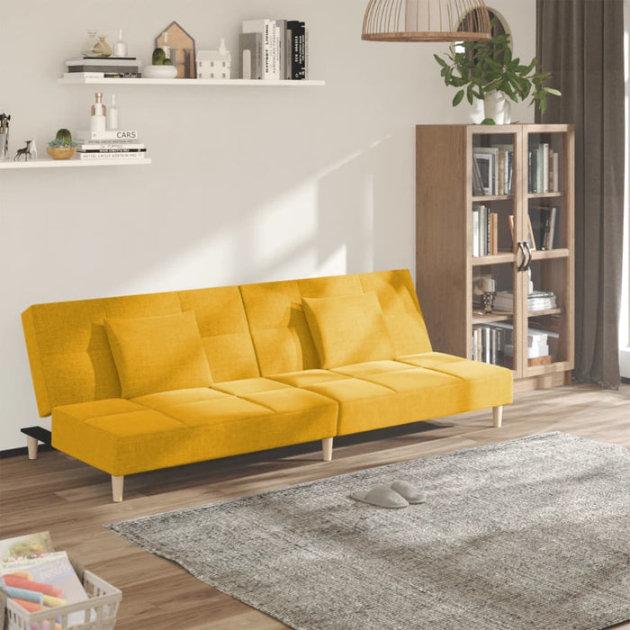 Canapea extensibilă cu 2 locuri, 2 perne, galben, textil - WALTI WALTI