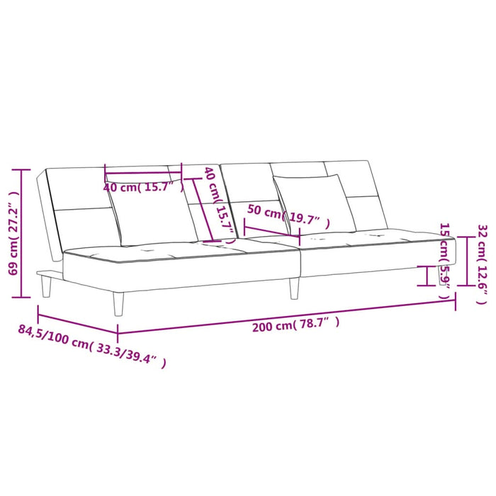 Canapea extensibilă cu 2 locuri, 2 perne, gri taupe, textil - WALTI WALTI