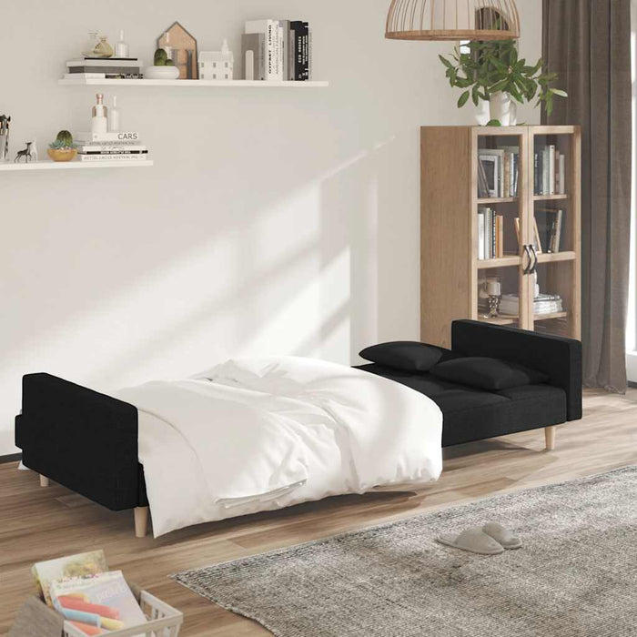 Canapea extensibilă cu 2 locuri, 2 perne, negru, textil - WALTI WALTI