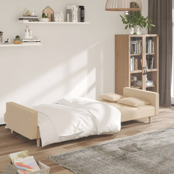 Canapea extensibilă cu 2 locuri, 2 perne, crem, textil - WALTI WALTI