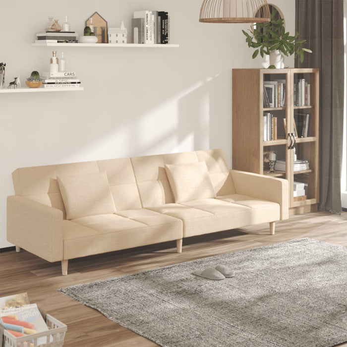 Canapea extensibilă cu 2 locuri, 2 perne, crem, textil - WALTI WALTI