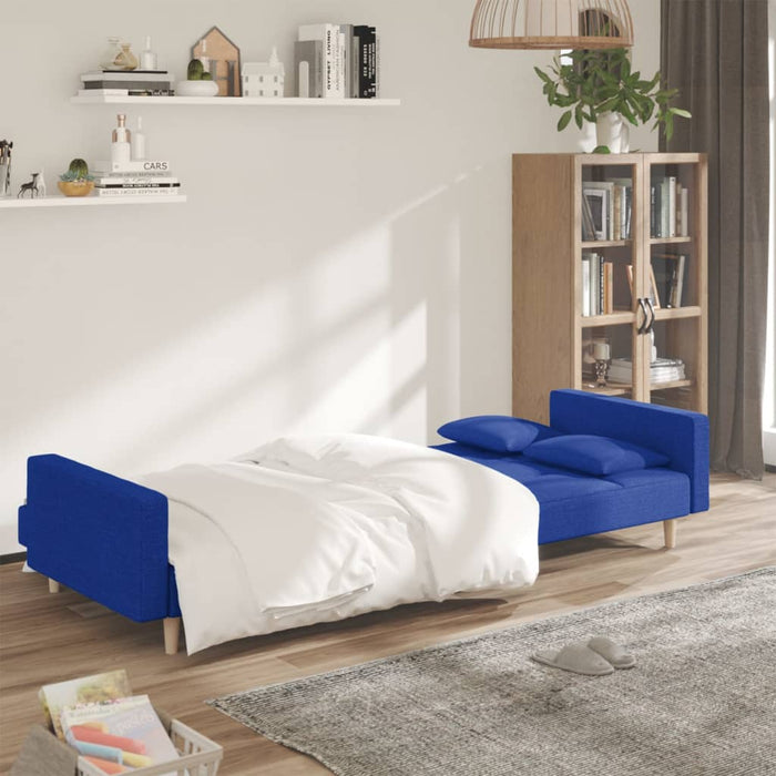Canapea extensibilă cu 2 locuri, 2 perne, albastru, textil - WALTI WALTI