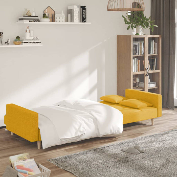 Canapea extensibilă cu 2 locuri, 2 perne, galben, textil - WALTI WALTI