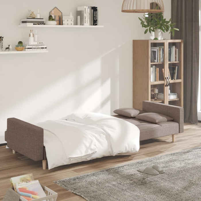 Canapea extensibilă cu 2 locuri, 2 perne, gri taupe, textil - WALTI WALTI