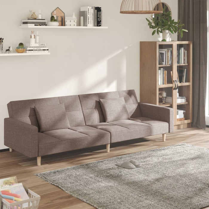 Canapea extensibilă cu 2 locuri, 2 perne, gri taupe, textil - WALTI WALTI