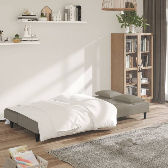 Canapea extensibilă cu 2 locuri, 2 perne, gri deschis, catifea - WALTI WALTI
