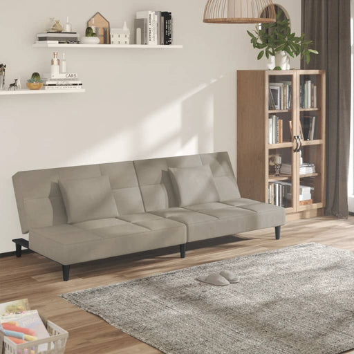 Canapea extensibilă cu 2 locuri, 2 perne, gri deschis, catifea - WALTI WALTI