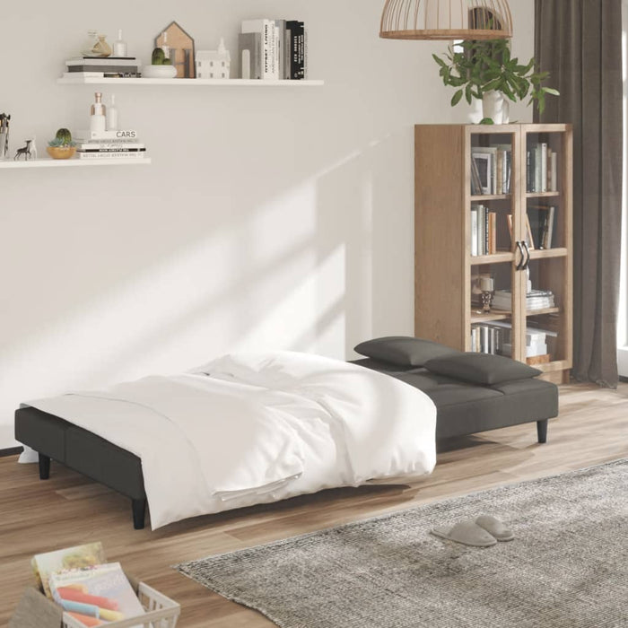 Canapea extensibilă cu 2 locuri, 2 perne, gri închis, catifea - WALTI WALTI