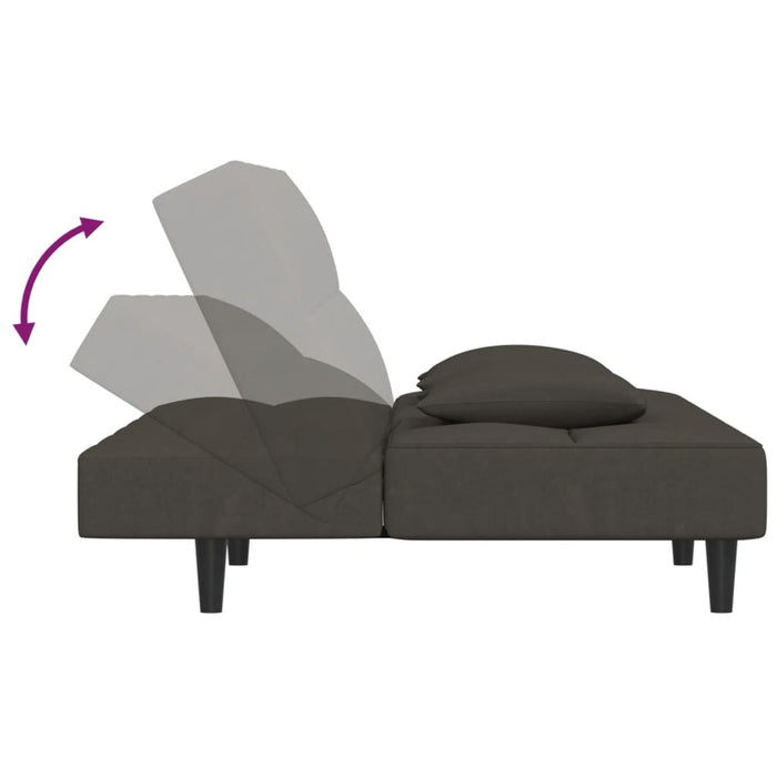 Canapea extensibilă cu 2 locuri, 2 perne, gri închis, catifea - WALTI WALTI