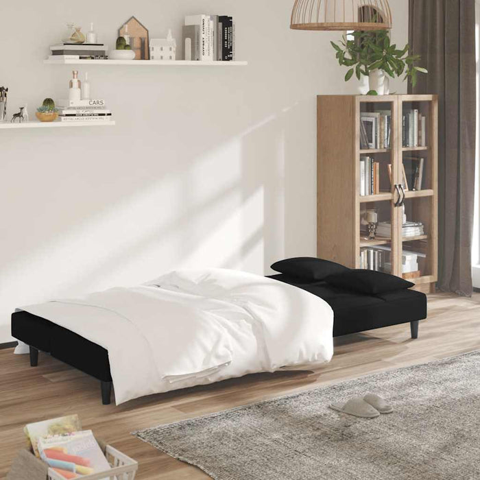 Canapea extensibilă cu 2 locuri, 2 perne, negru, catifea - WALTI WALTI