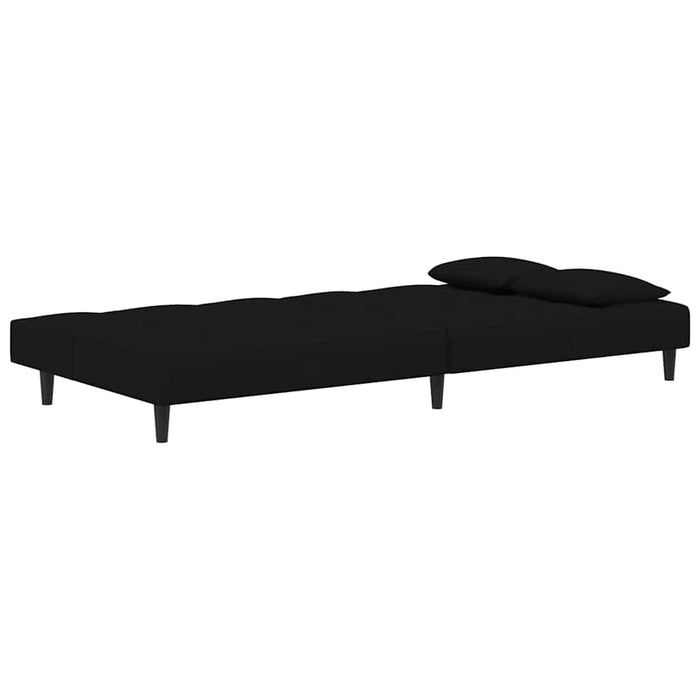 Canapea extensibilă cu 2 locuri, 2 perne, negru, catifea - WALTI WALTI