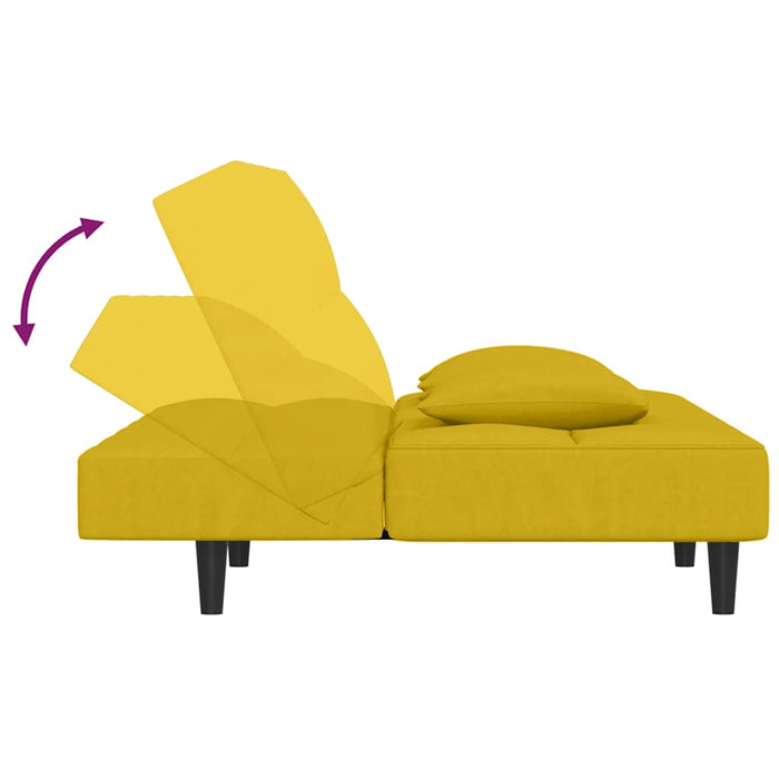 Canapea extensibilă cu 2 locuri, 2 perne, galben, catifea - WALTI WALTI