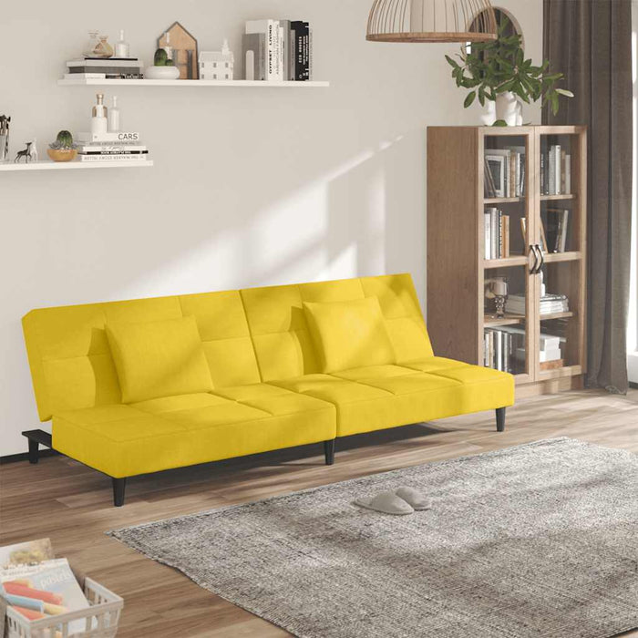 Canapea extensibilă cu 2 locuri, 2 perne, galben, catifea - WALTI WALTI
