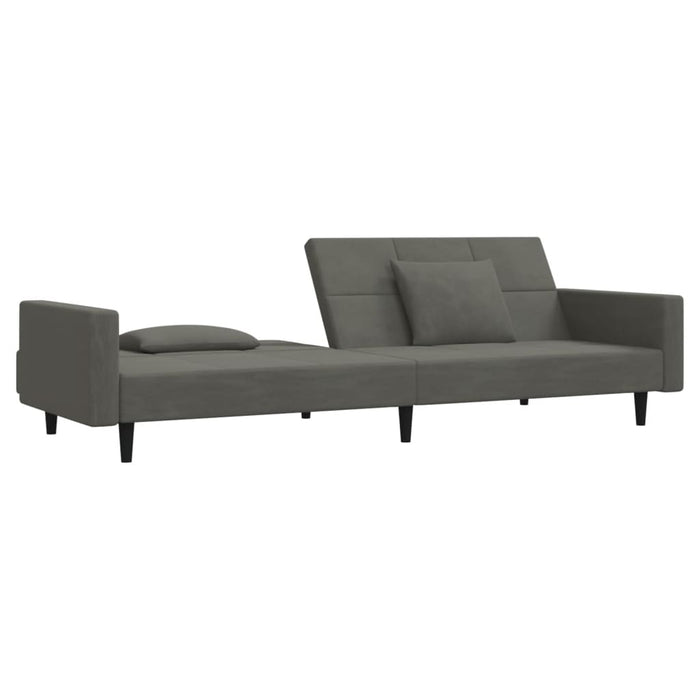 Canapea extensibilă cu 2 locuri, 2 perne, gri închis, catifea - WALTI WALTI