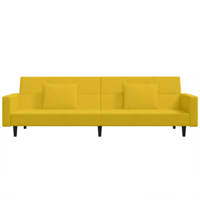 Canapea extensibilă cu 2 locuri, 2 perne, galben, catifea - WALTI WALTI