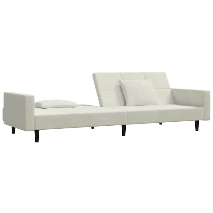 Canapea extensibilă cu 2 locuri, 2 perne, crem, catifea - WALTI WALTI
