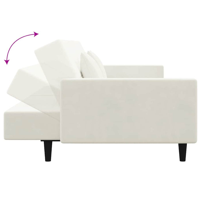 Canapea extensibilă cu 2 locuri, 2 perne, crem, catifea - WALTI WALTI