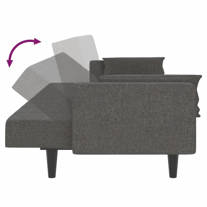 Canapea extensibilă cu 2 locuri, 2 perne, gri închis, textil - WALTI WALTI