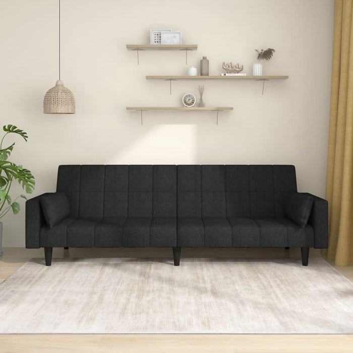 Canapea extensibilă cu 2 locuri, 2 perne, negru, textil - WALTI WALTI