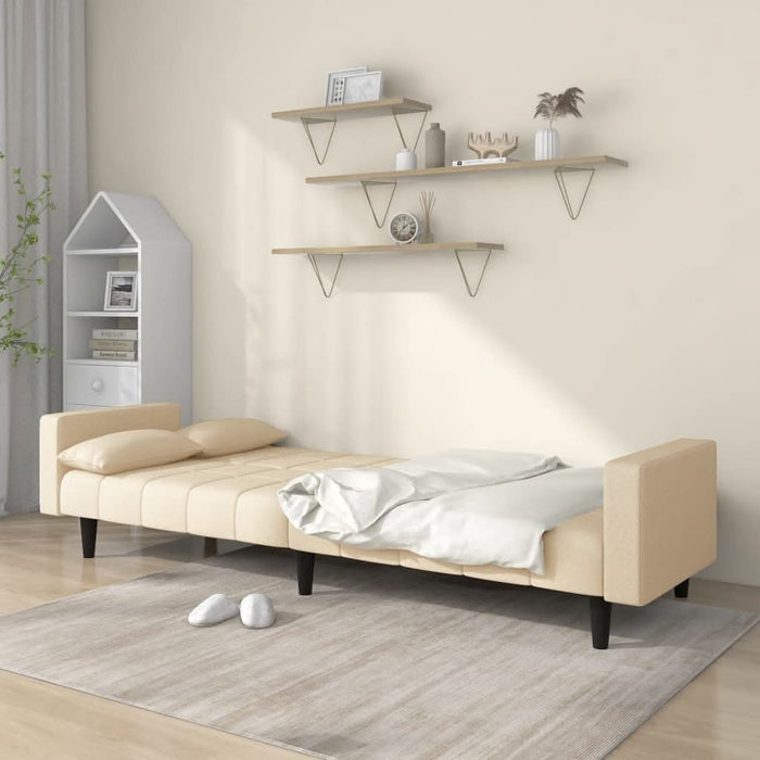 Canapea extensibilă cu 2 locuri, 2 perne, crem, textil - WALTI WALTI