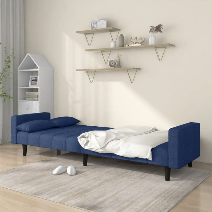 Canapea extensibilă cu 2 locuri, 2 perne, albastru, textil - WALTI WALTI