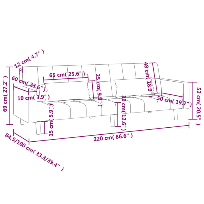 Canapea extensibilă cu 2 locuri, 2 perne, gri taupe, textil - WALTI WALTI