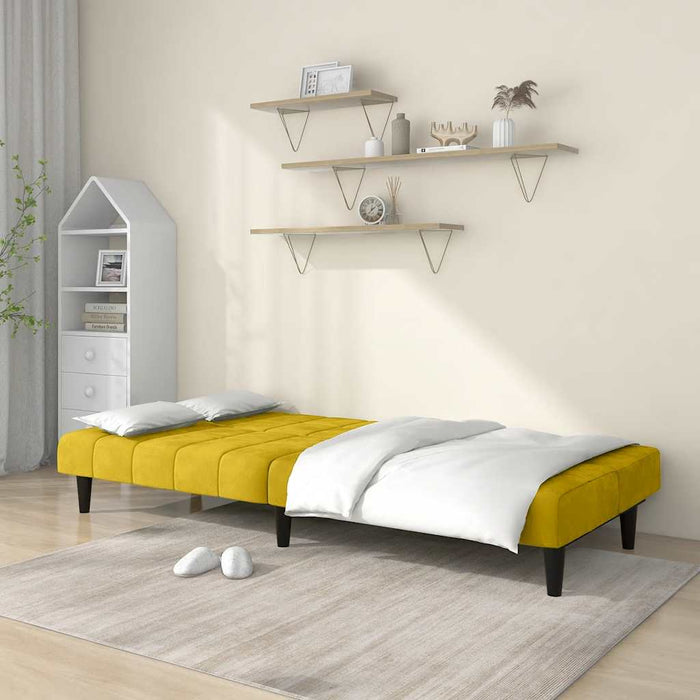 Canapea extensibilă cu 2 locuri, galben, catifea - WALTI WALTI