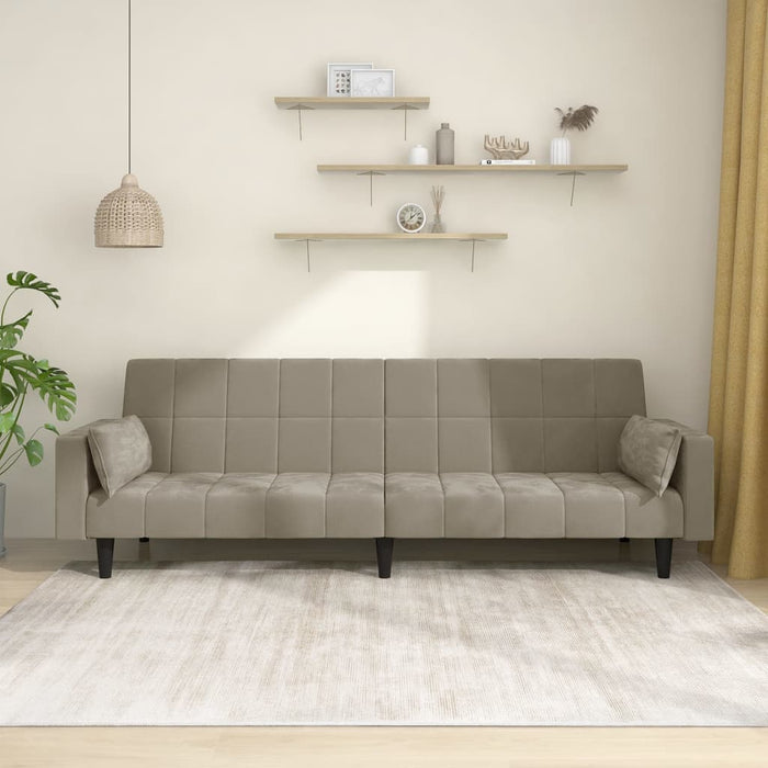 Canapea extensibilă cu 2 locuri, 2 perne, gri deschis, catifea - WALTI WALTI