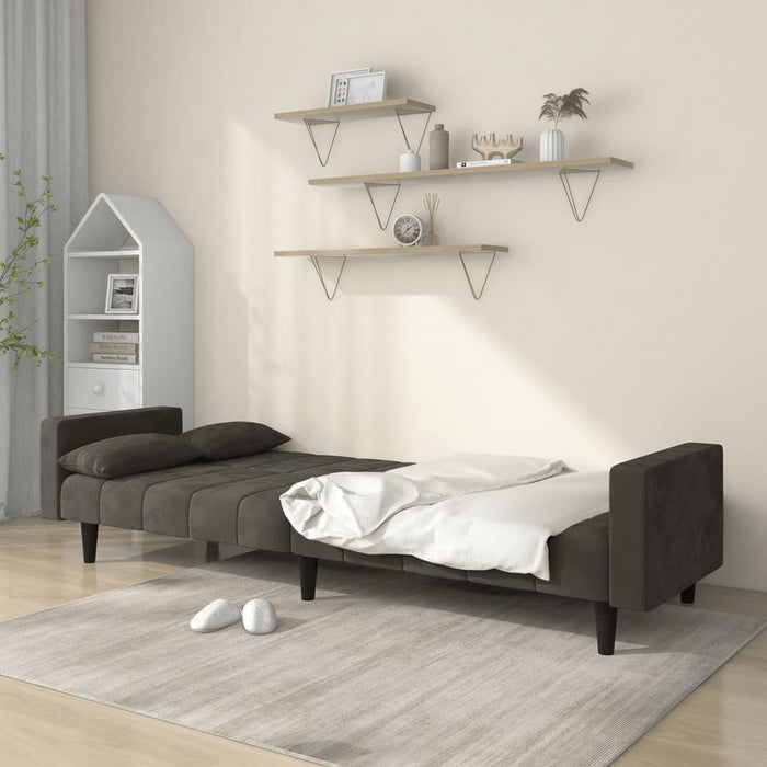 Canapea extensibilă cu 2 locuri, 2 perne, gri închis, catifea - WALTI WALTI