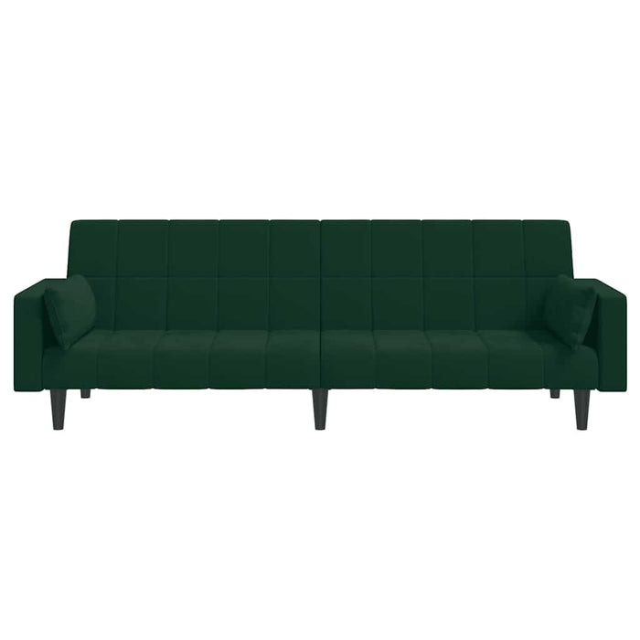 Canapea extensibilă cu 2 locuri, 2 perne, verde închis catifea - WALTI WALTI