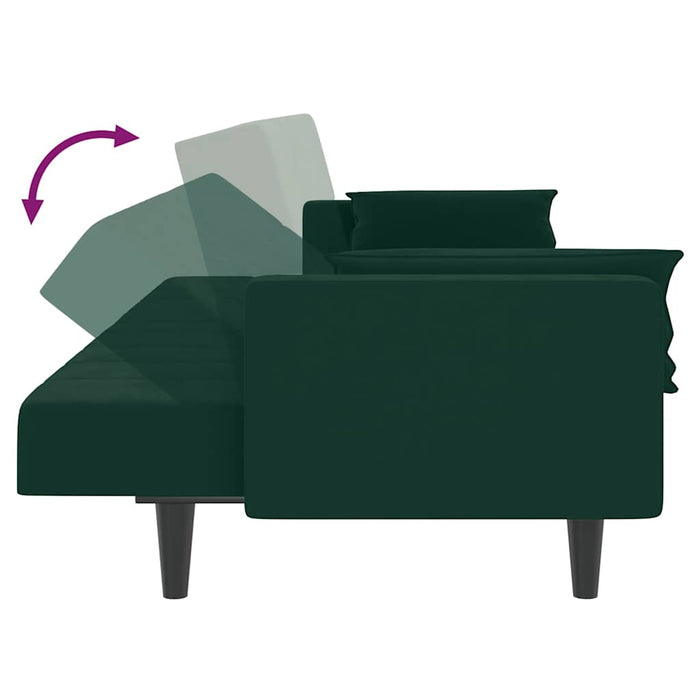 Canapea extensibilă cu 2 locuri, 2 perne, verde închis catifea - WALTI WALTI