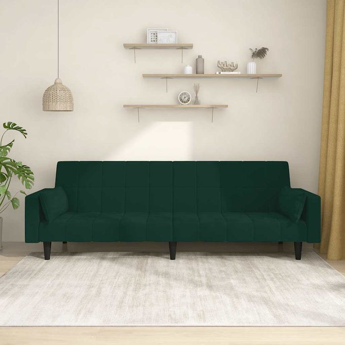 Canapea extensibilă cu 2 locuri, 2 perne, verde închis catifea - WALTI WALTI