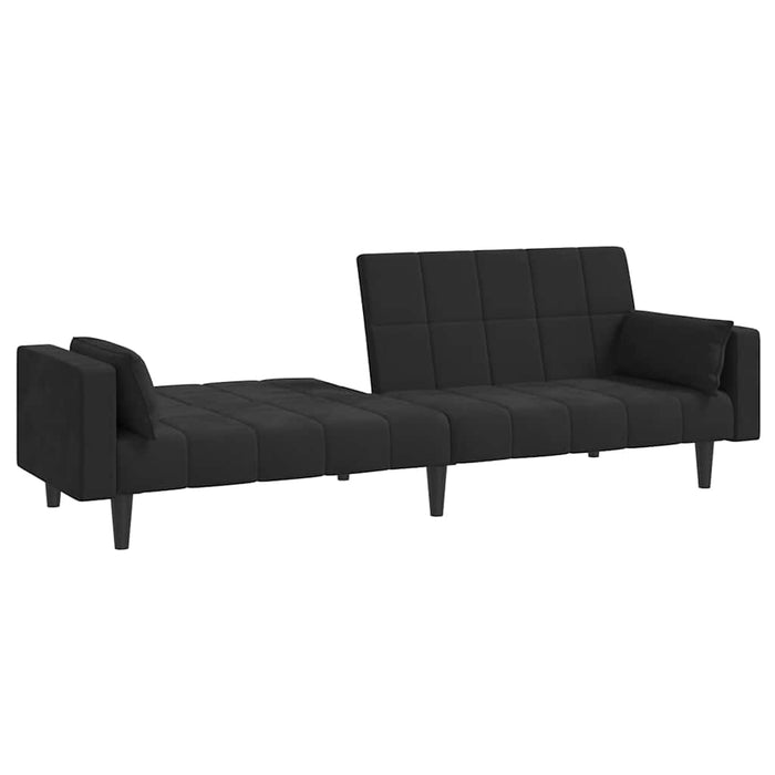 Canapea extensibilă cu 2 locuri, 2 perne, negru, catifea - WALTI WALTI