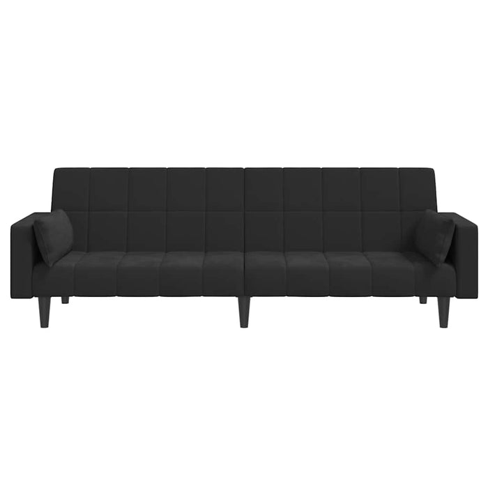 Canapea extensibilă cu 2 locuri, 2 perne, negru, catifea - WALTI WALTI