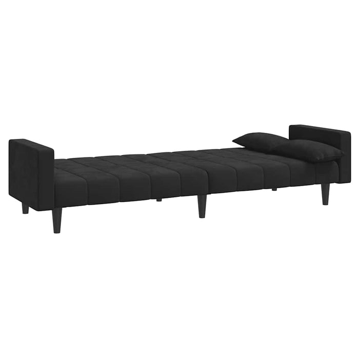 Canapea extensibilă cu 2 locuri, 2 perne, negru, catifea - WALTI WALTI
