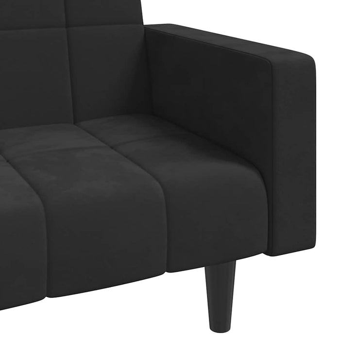 Canapea extensibilă cu 2 locuri, 2 perne, negru, catifea - WALTI WALTI