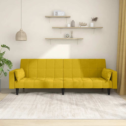 Canapea extensibilă cu 2 locuri, 2 perne, galben, catifea - WALTI WALTI