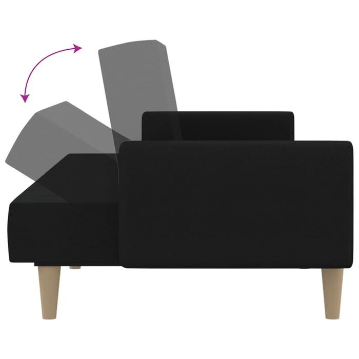 Canapea extensibilă cu 2 locuri, negru, material textil - WALTI WALTI