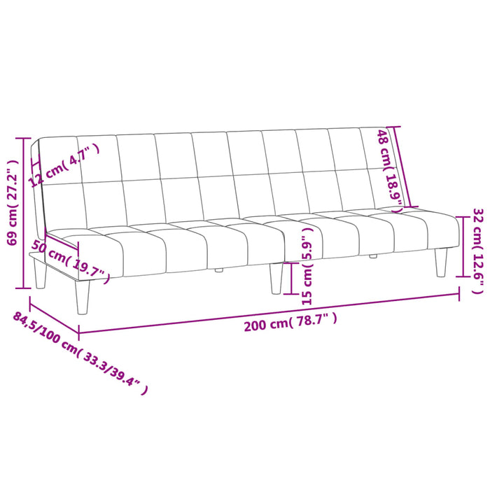 Canapea extensibilă cu 2 locuri, negru, material textil - WALTI WALTI