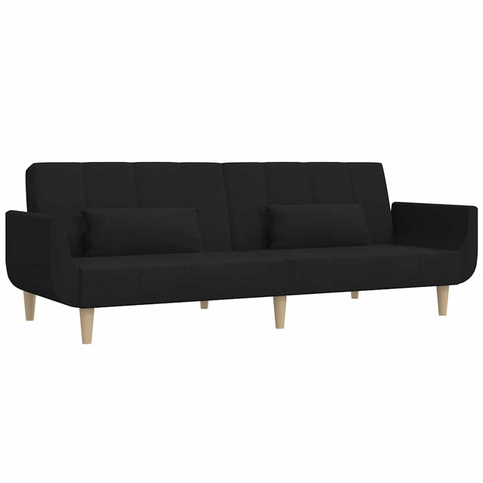 Canapea extensibilă cu 2 locuri, 2 perne, negru, textil WALTI