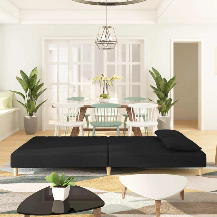Canapea extensibilă cu 2 locuri, 2 perne, negru, textil - WALTI WALTI