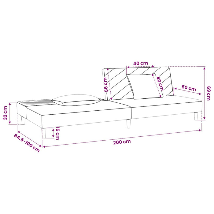 Canapea extensibilă cu 2 locuri, 2 perne, crem, textil - WALTI WALTI