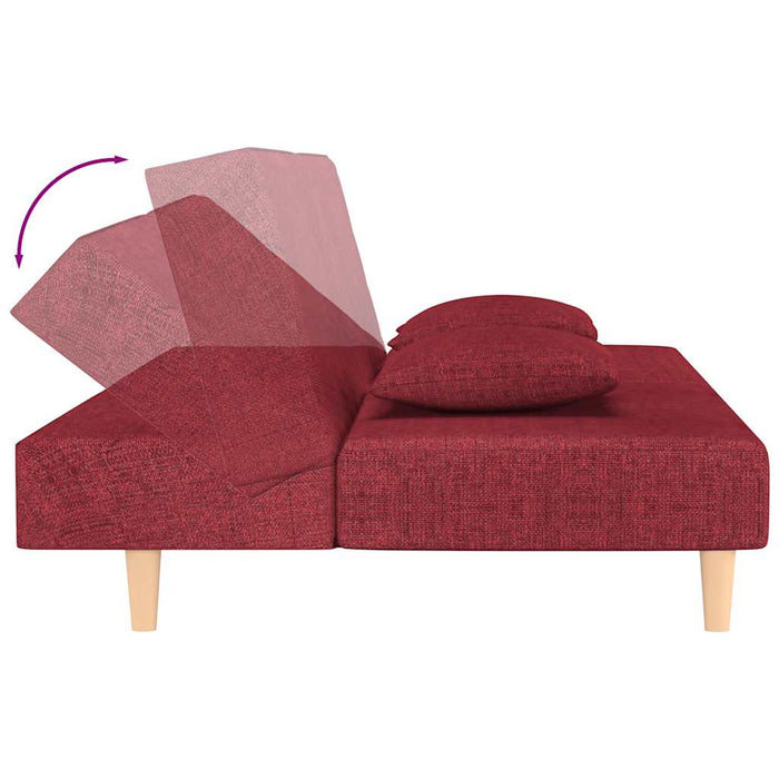 Canapea extensibilă cu 2 locuri, 2 perne, roșu vin, textil WALTI