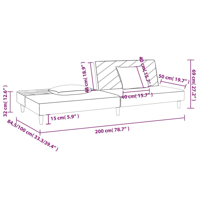 Canapea extensibilă cu 2 locuri, 2 perne, gri taupe, textil - WALTI WALTI