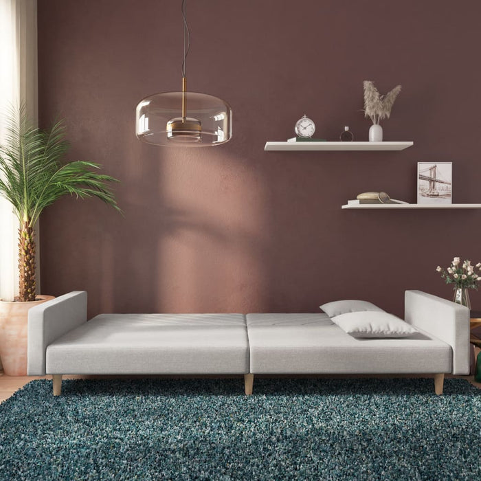 Canapea extensibilă cu 2 locuri, 2 perne, gri deschis, textil - WALTI WALTI