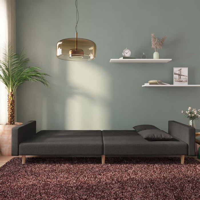 Canapea extensibilă cu 2 locuri, 2 perne, negru, textil - WALTI WALTI