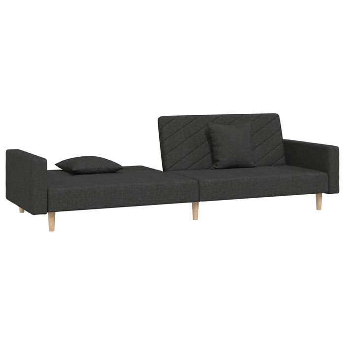 Canapea extensibilă cu 2 locuri, 2 perne, negru, textil - WALTI WALTI